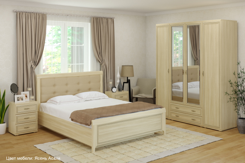 Комплект мебели для спальни «Карина-4», цвет ясень асахи