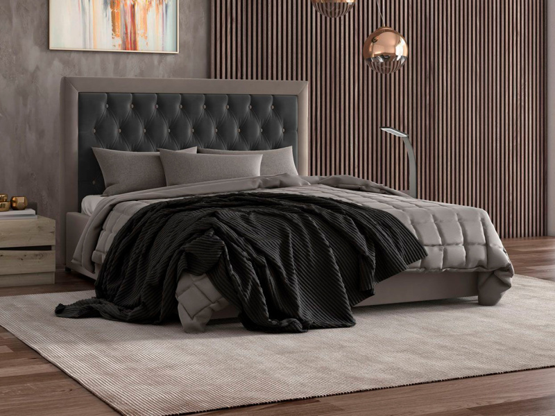 МАРТИНА кровать двойная, 160х200, бежевый-холодный серый