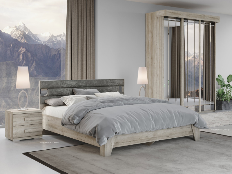 Кровать «Леонардо» КР-209 с настилом, цвет дуб серый + alpina 14
