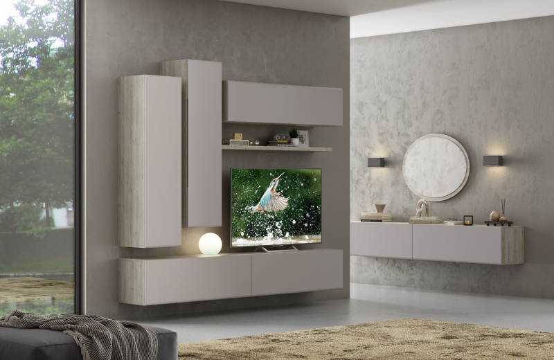 Набор мебели для гостиной Уна Лофт 8, цвет Дуб серый + Гляссе