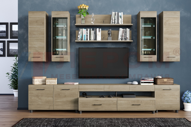 Комплект мебели для гостиной «Камелия-9», цвет гикори джексон светлый