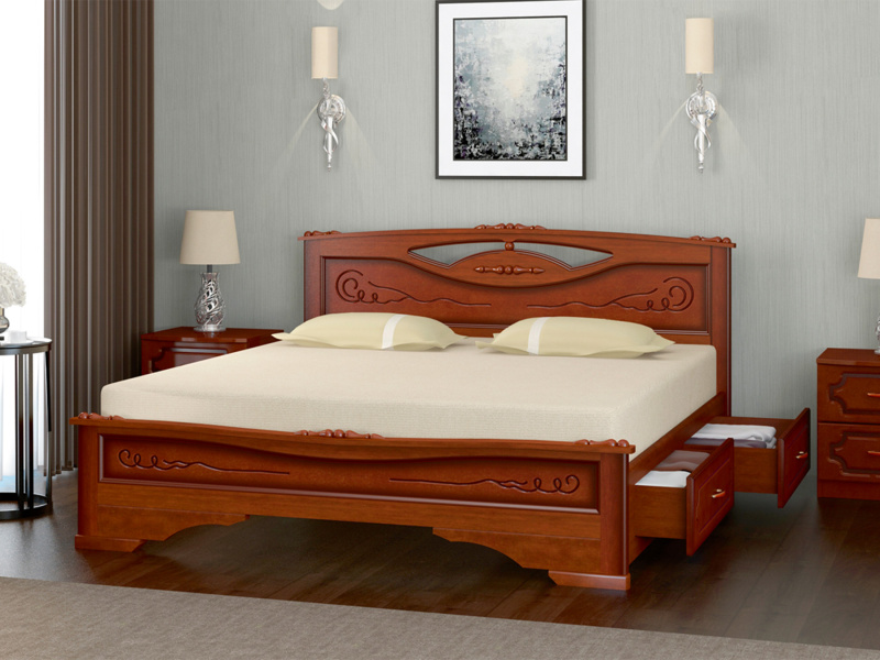 Кровать «Елена-3», с выкатными ящиками в комплекте (2 шт.), цвет Орех. Распродажа
