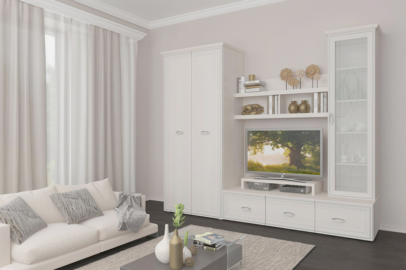 Набор мебели для гостиной Эйми 2, цвет Бодега белая + патина + серебро