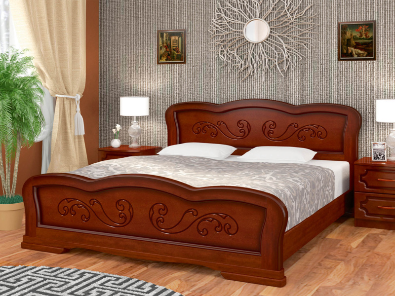 Кровать «Карина-8», массив сосны, цвет Орех