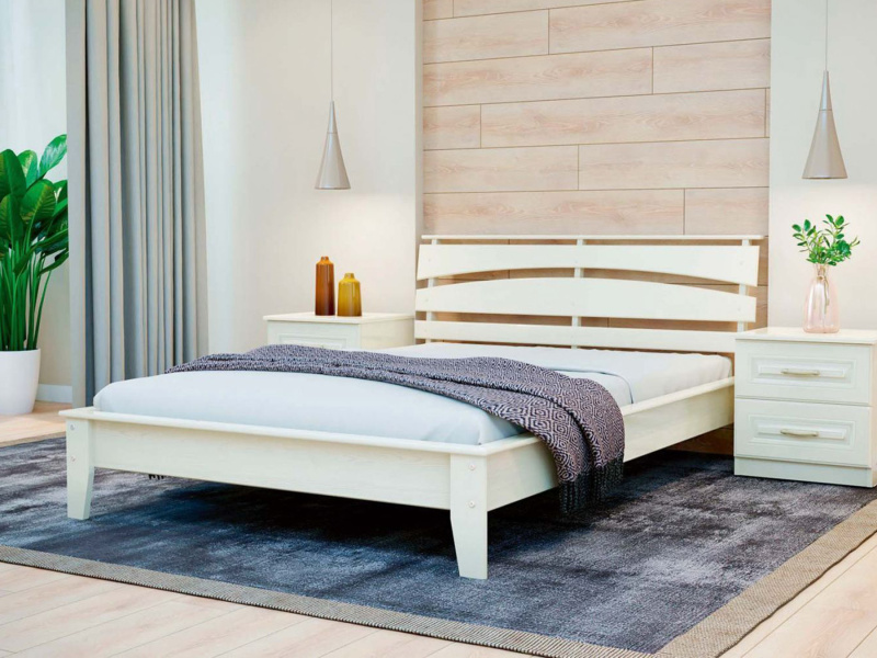 Кровать «Камелия-4», массив сосны, цвет Слоновая Кость