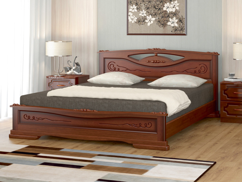 Кровать «Елена-3», массив сосны, орех