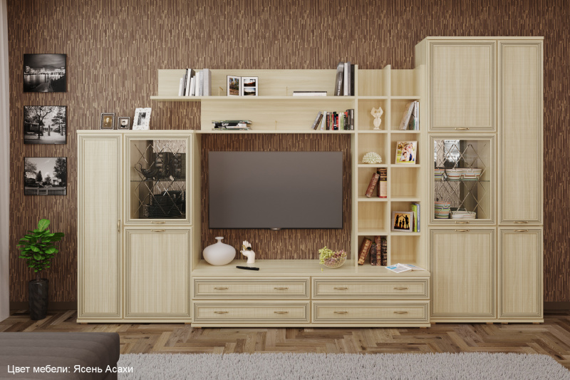 Комплект мебели для гостиной «Карина-5», цвет ясень асахи