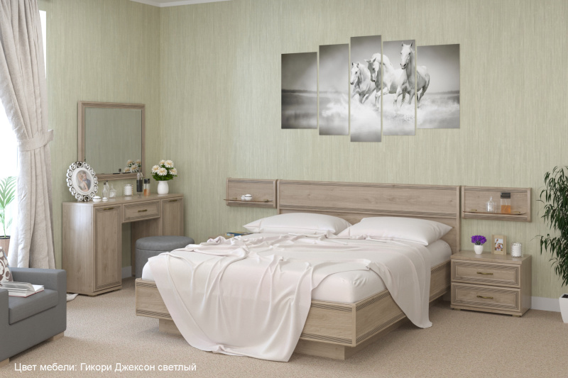 Комплект мебели для спальни «Карина-9», цвет гикори джексон светлый
