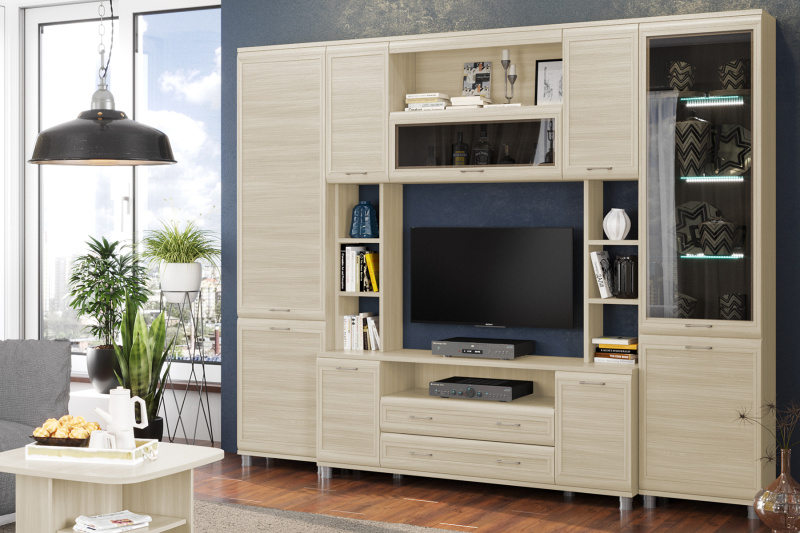 Комплект мебели для гостиной «Мелисса-2», цвет ясень асахи