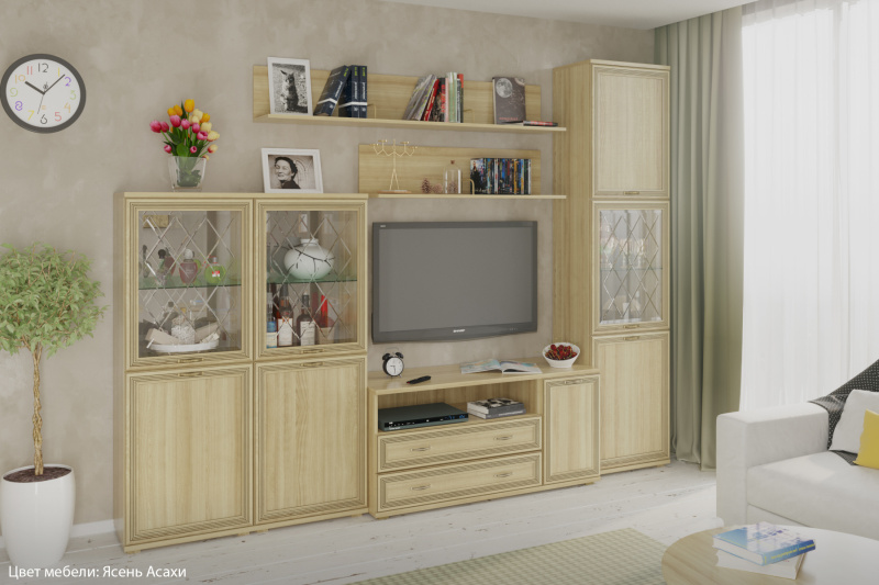 Комплект мебели для гостиной «Карина-22», цвет ясень асахи