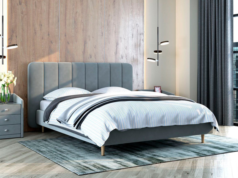 РИНО кровать двойная, 160х200, светло-серый