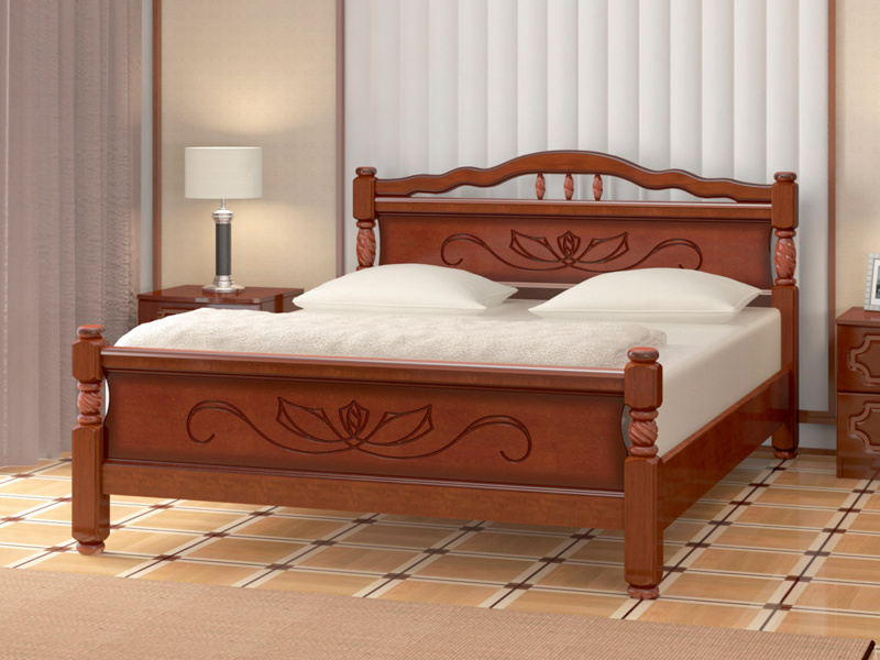 Кровать «Карина-5», массив сосны, цвет Орех