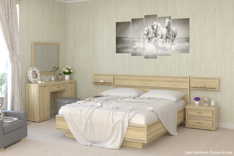 Комплект мебели для спальни «Карина-9», цвет ясень асахи