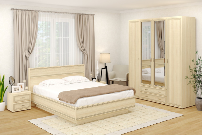 Комплект мебели для спальни СК-1017, цвет ясень асахи