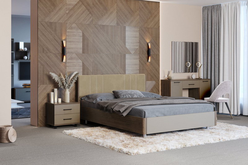 Комплект мебели для спальни «Грейс-7», цвет гикори джексон тёмный - фасад латте матовый