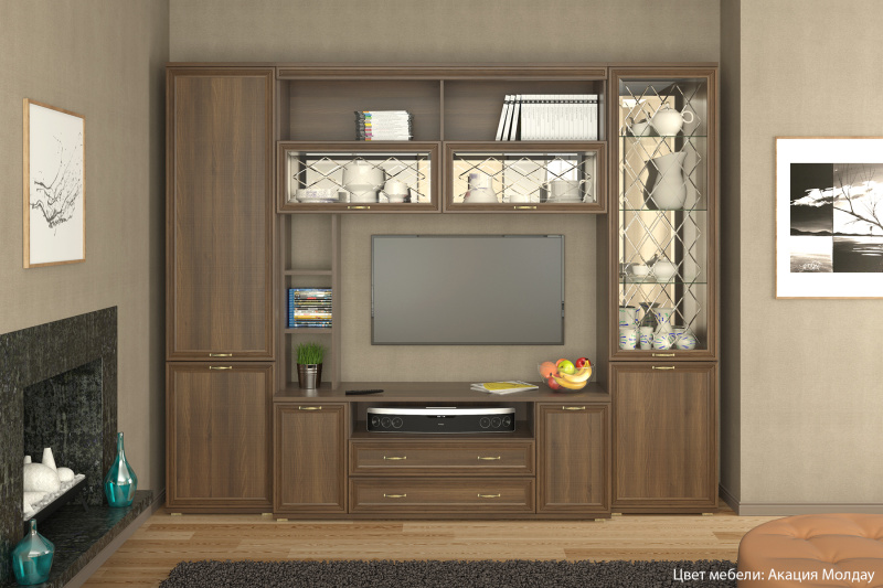 Комплект мебели для гостиной «Карина-9», цвет акация молдау