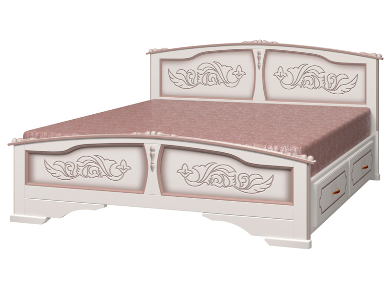 Кровать «Елена», с выкатными ящиками в комплекте (2 шт.), массив сосны, цвет Дуб Молочный
