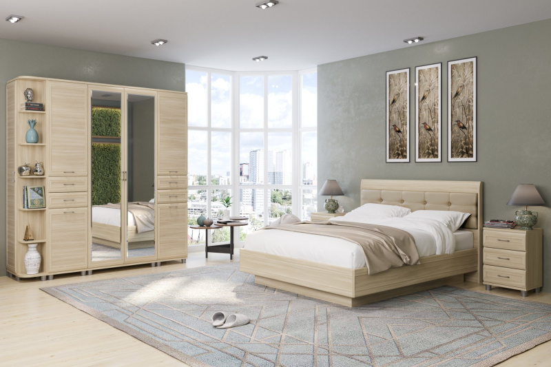 Комплект мебели для спальни «Мелисса-6», цвет ясень асахи