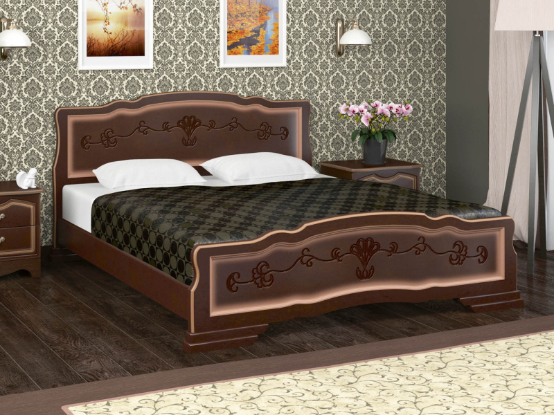 Кровать «Карина-6», массив сосны, цвет Орех Тёмный